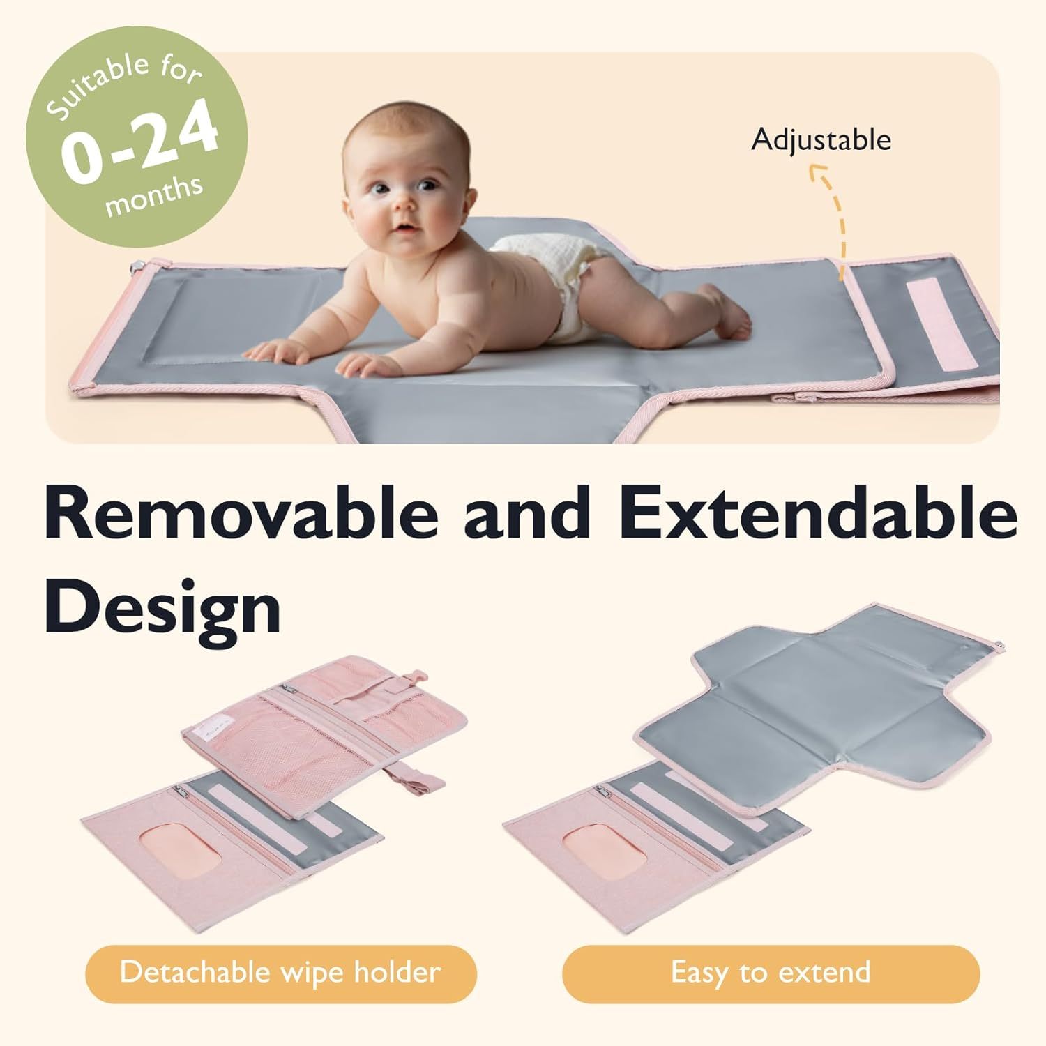 mommore Portable Changing Pad Extended-Grey