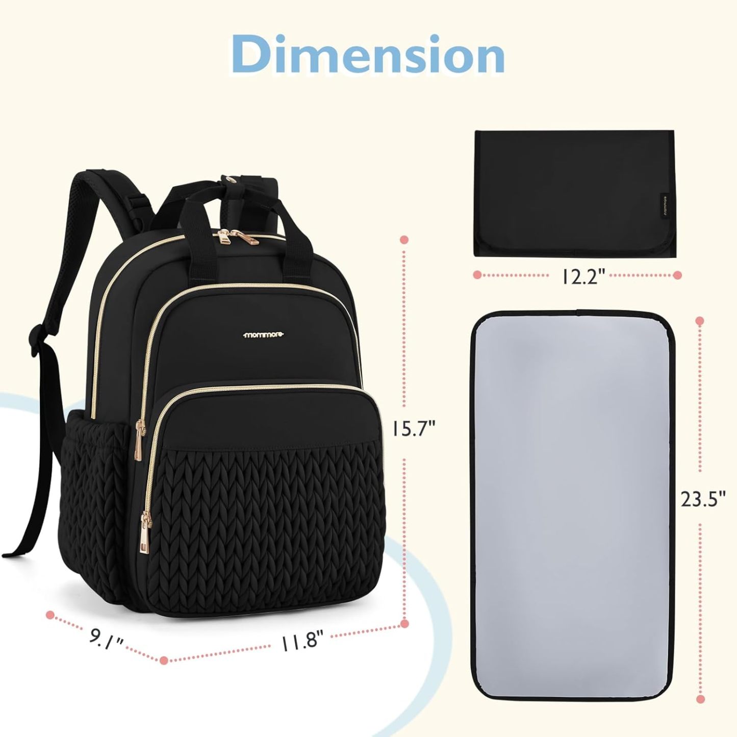 mommore Large Diaper Bag Backpack Beige