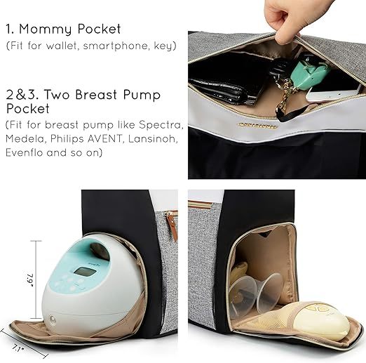 mommore Breast Pump Bag Diaper Tote Bag Brown