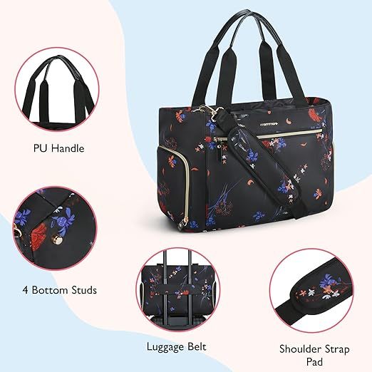 [Copy]mommore Breast Pump Bag Diaper Tote Bag Black-flower