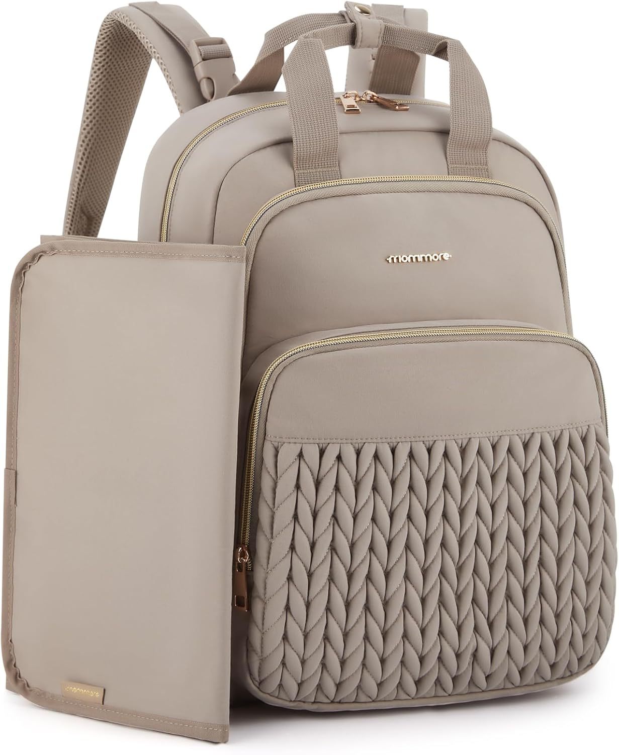 mommore Large Diaper Bag Backpack Brown Taupe