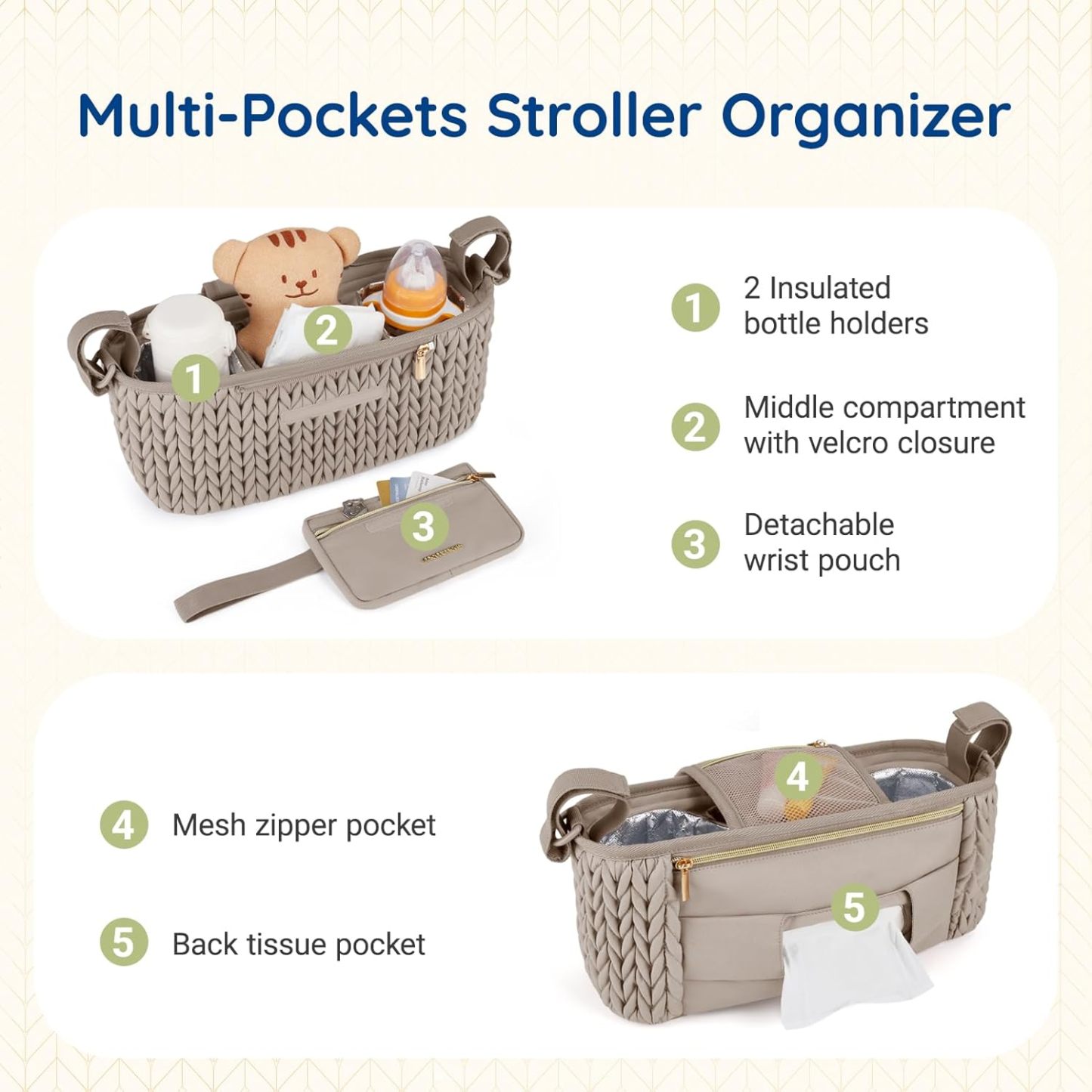 mommore Stroller Organizer Coffee Brown