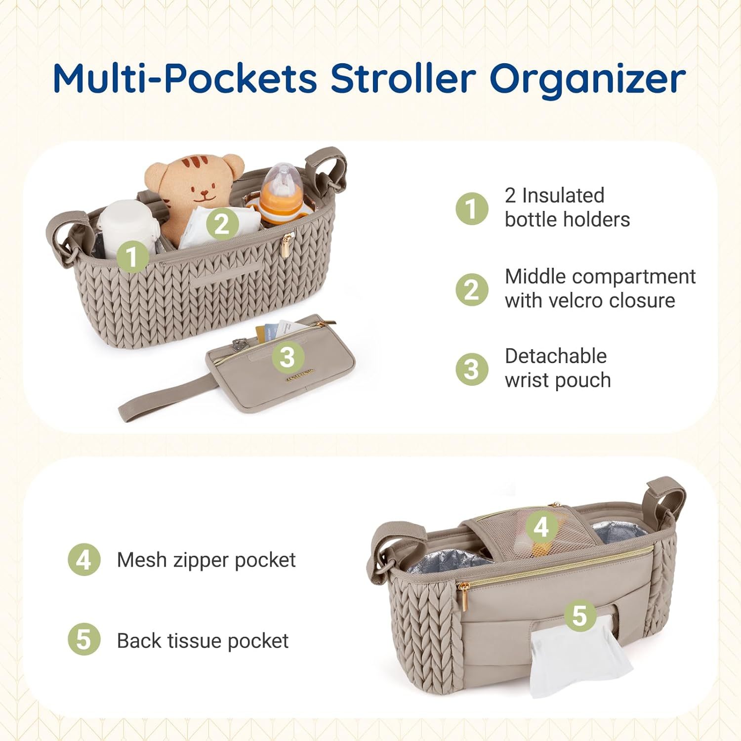 mommore Stroller Organizer Coffee Brown