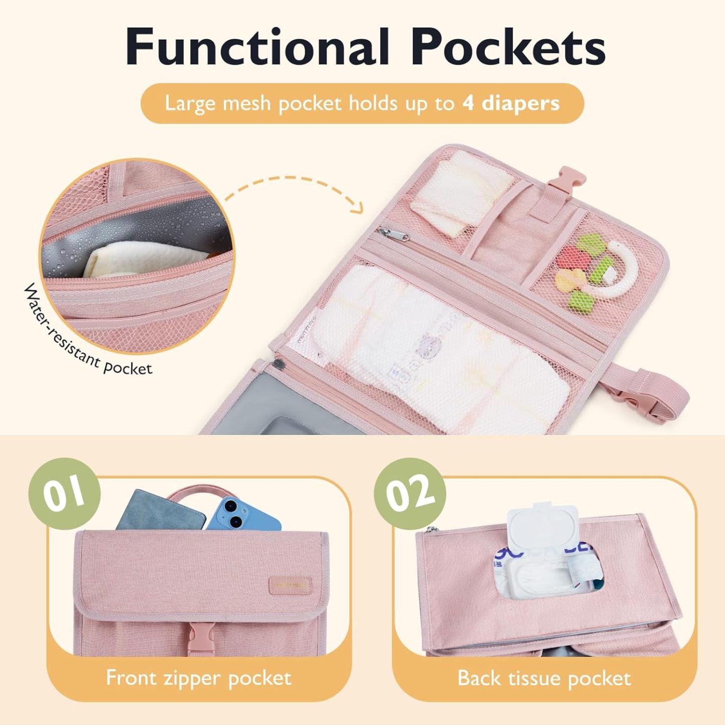 mommore Portable Changing Pad Extended-Grey