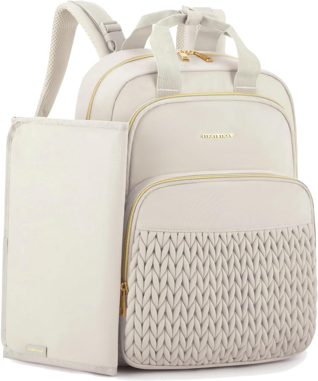 mommore Large Diaper Bag Backpack Beige
