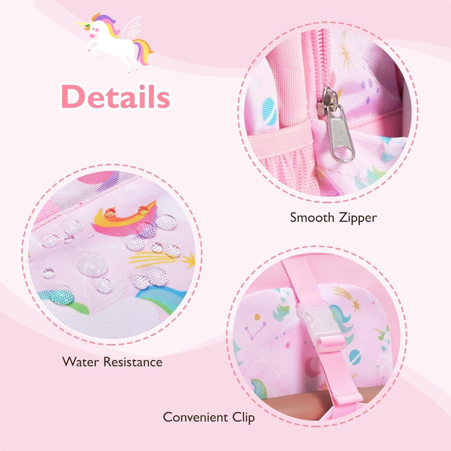 mommore Kids Backpack Set with Lunch Box Pink Unicorn