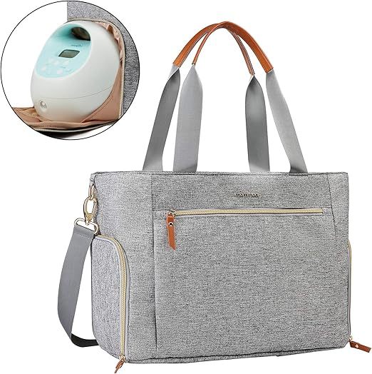 mommore Breast Pump Bag Diaper Tote Bag Grey