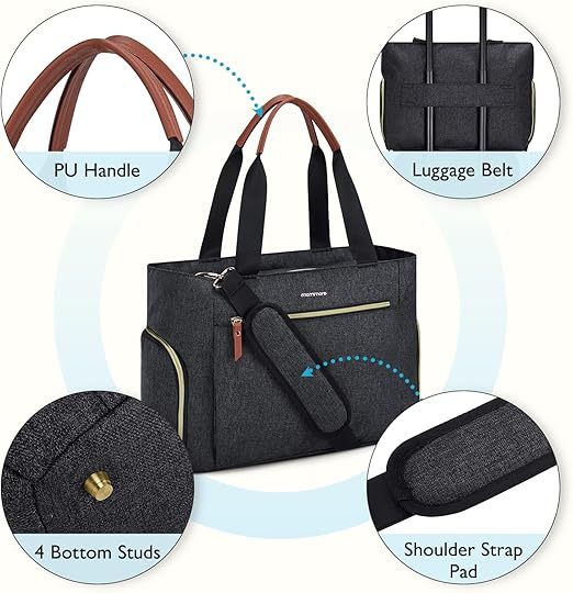 mommore Breast Pump Bag Diaper Tote Bag Dark-grey