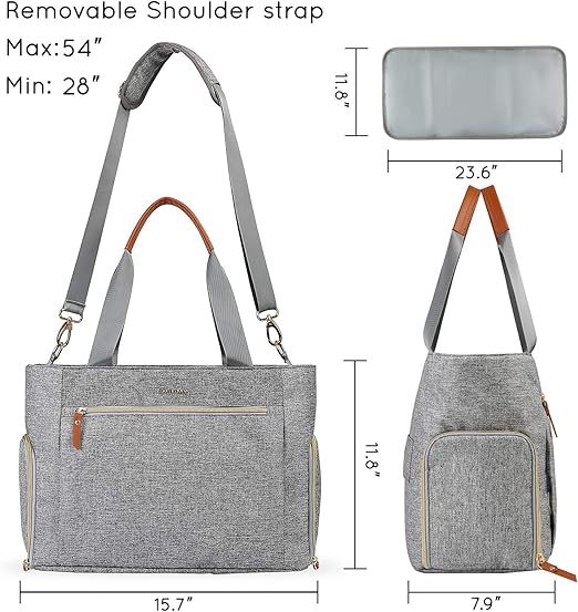 mommore Breast Pump Bag Diaper Tote Bag Grey