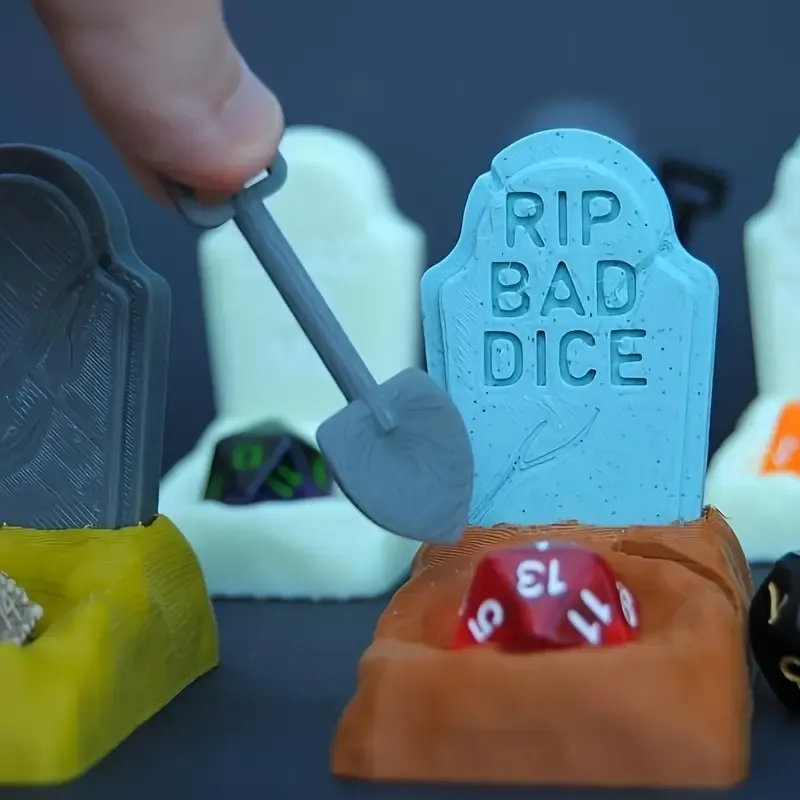 Graveyard Dice Holder with Mini Shovel - "RIP Bad Dice"