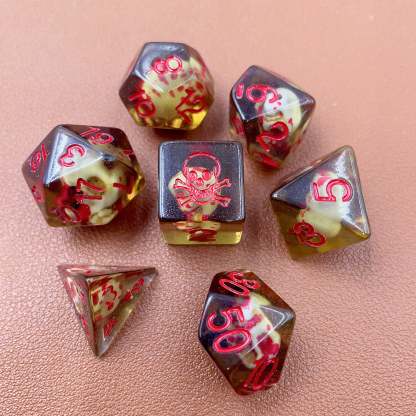 Blood Rage Skull Dice Set (Give away a Mystery Monster D&D RPG Figures Miniatures)