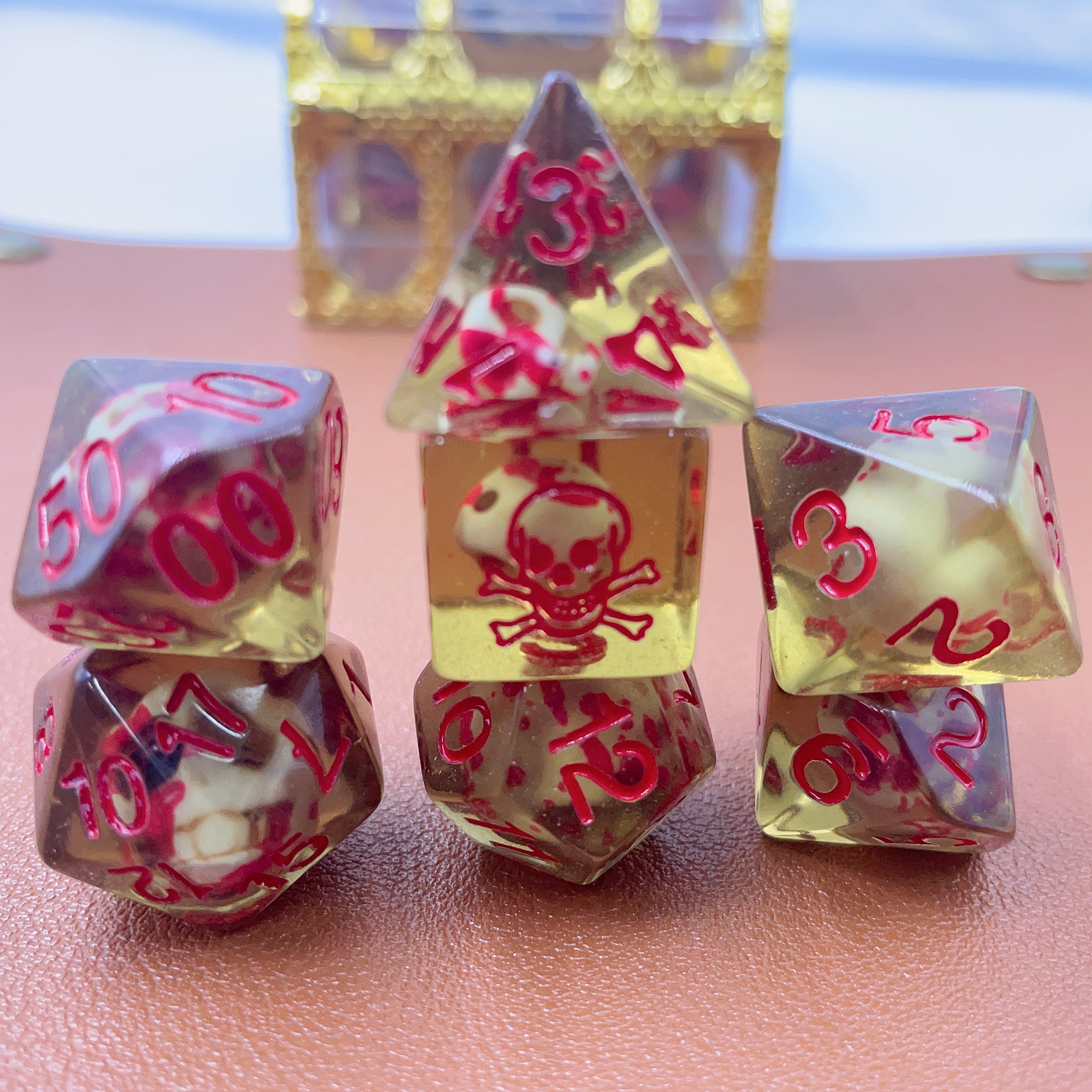 Blood Rage Skull Dice Set (Give away a Mystery Monster D&D RPG Figures Miniatures)