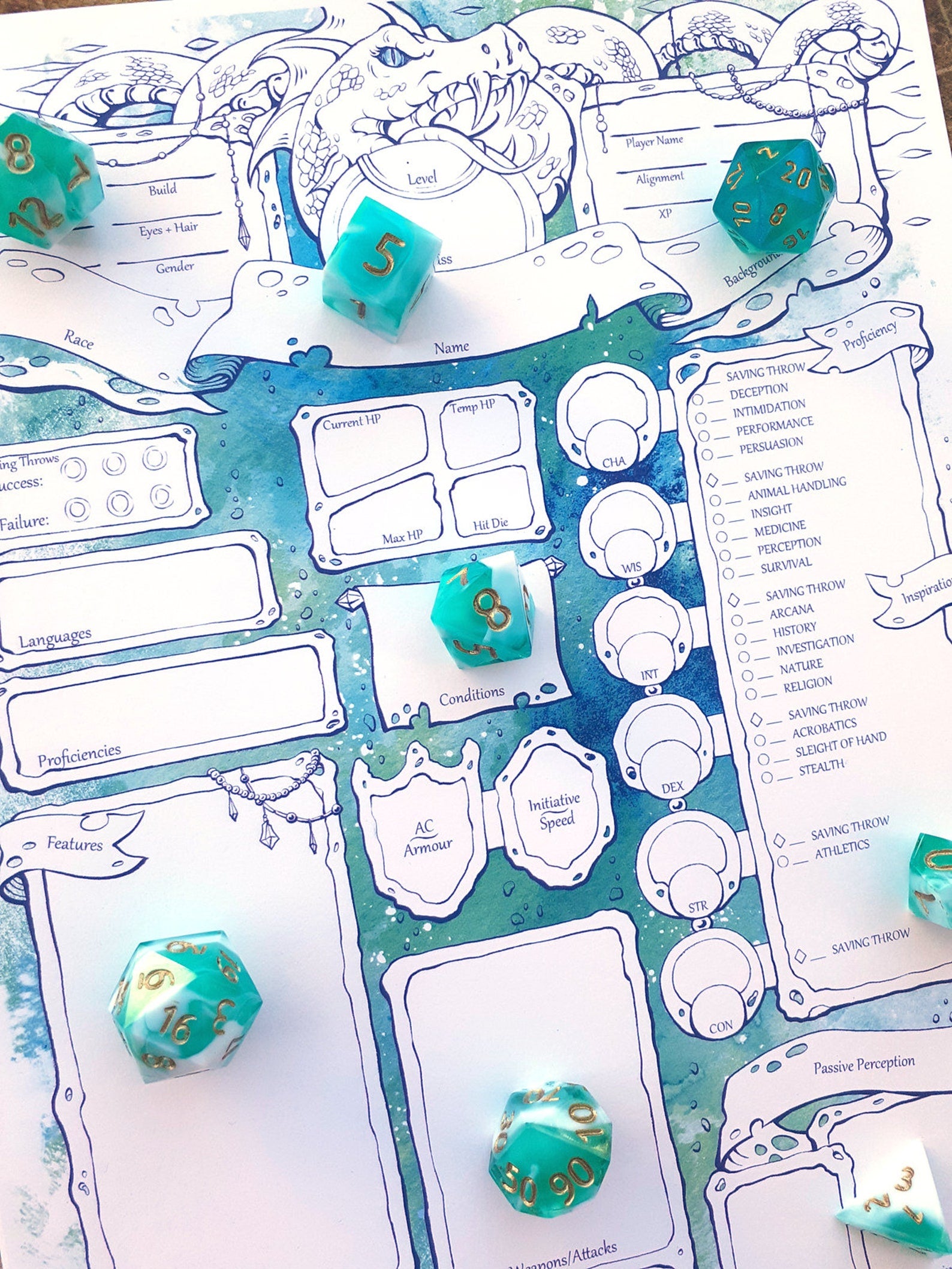 Undertow Character Sheets - D&D 5e + Give away a Mystery Dice Set