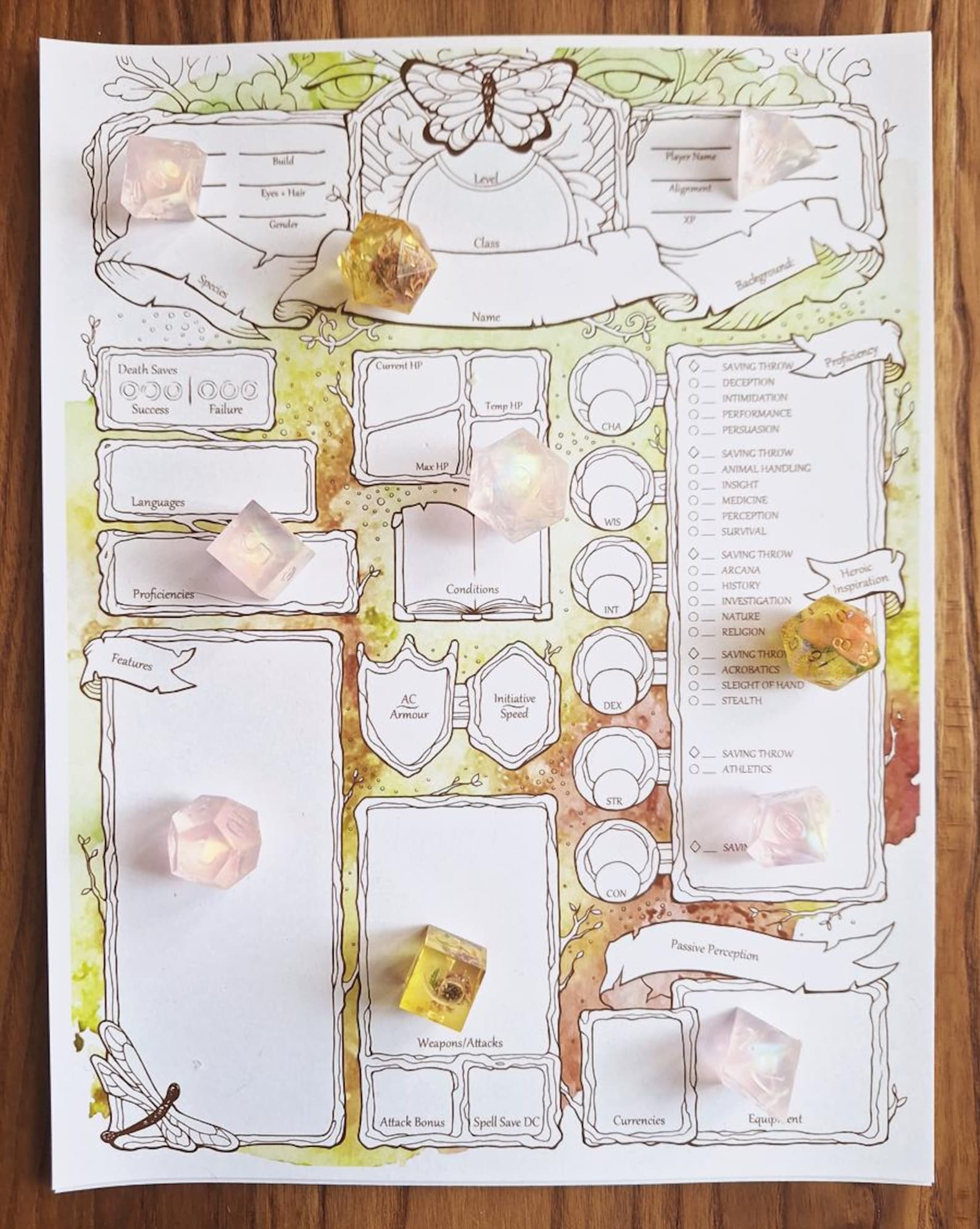 Feywild Character Sheets - D&D 5e + Give away a Mystery Dice Set