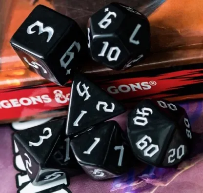 White Gothic Font Dice Set