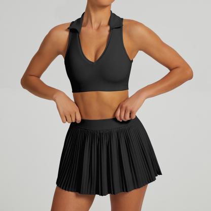 Vibecurve® Breathable Back Yoga Suit Short Skirt Tennis Suit