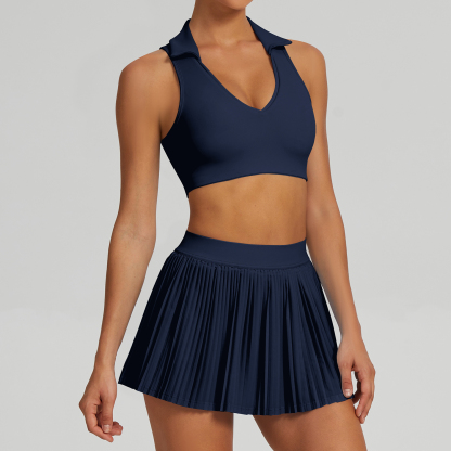 Vibecurve® Breathable Back Yoga Suit Short Skirt Tennis Suit