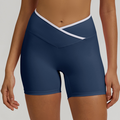 Vibecurve®Contrast Color Crossover High Waist Shorts