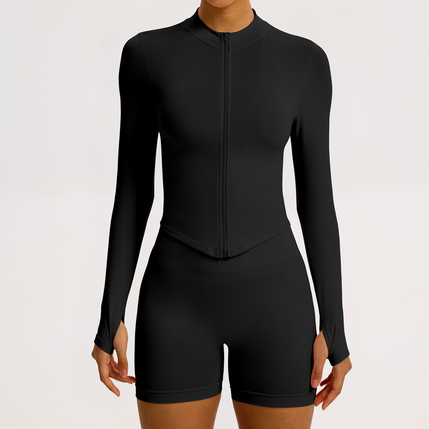 Vibecurve® Zipper Stand Collar Long Sleeve Yoga Jacket