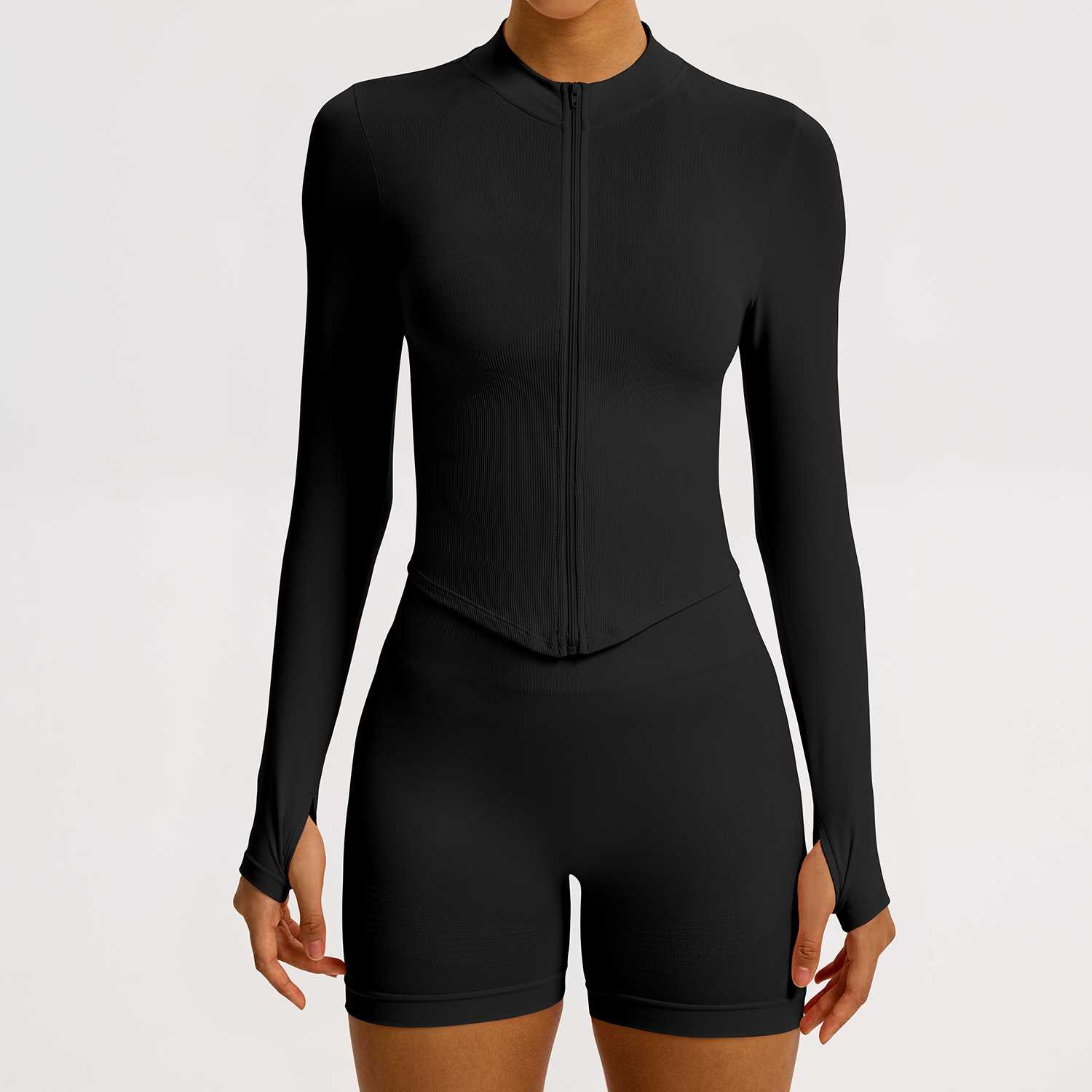 Vibecurve® Zipper Stand Collar Long Sleeve Yoga Jacket