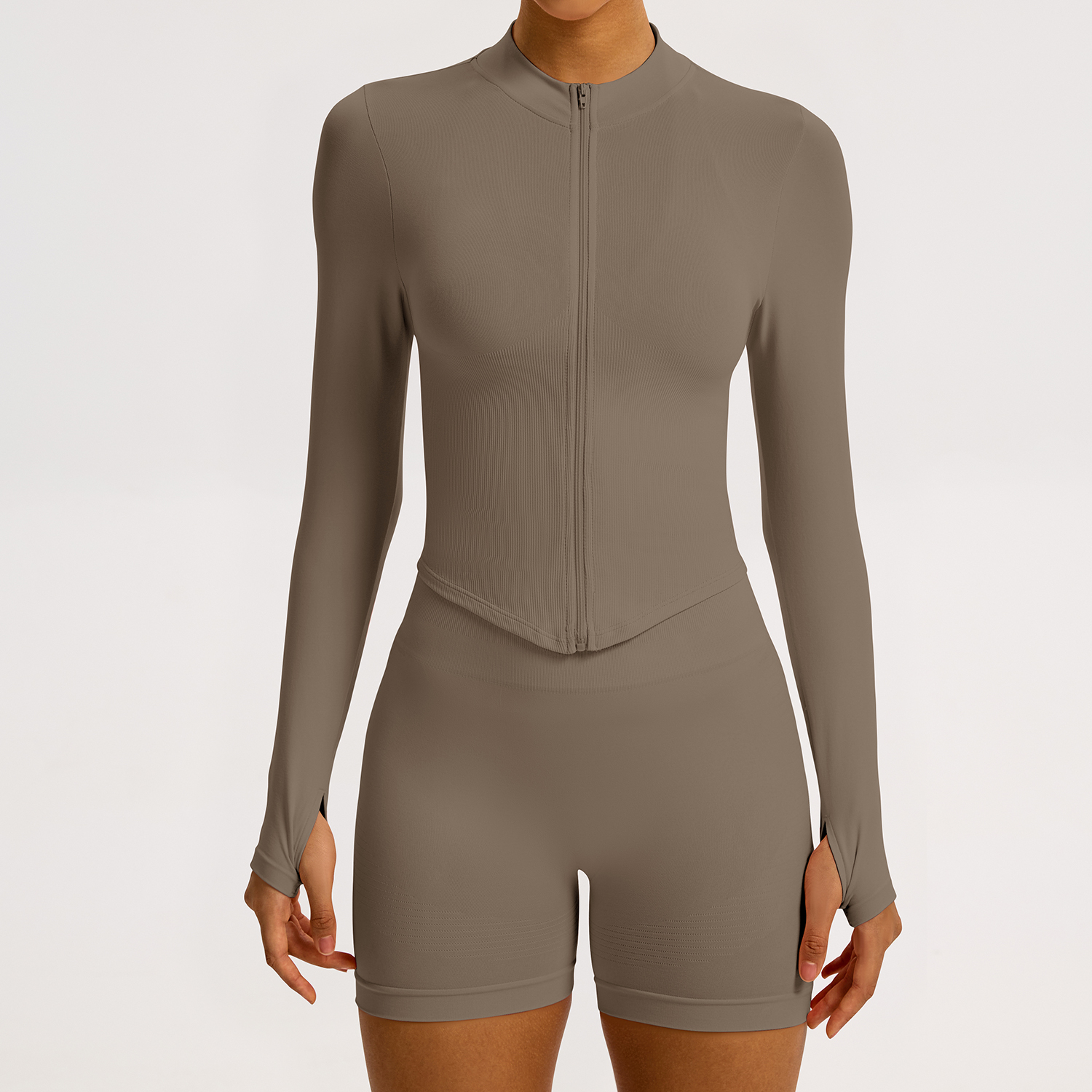 Vibecurve® Zipper Stand Collar Long Sleeve Yoga Jacket