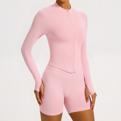 Vibecurve® Zipper Stand Collar Long Sleeve Yoga Jacket