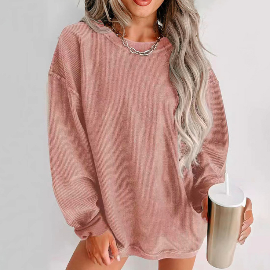 Vibecurve® Sweatshirts Long Sleeve Crew Neck Casual Oversized Soft Pullover Tops Shirts