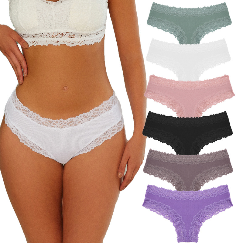 Vibecurve® Women's Cotton Panties Lace Low Rise Basic Brazilian Bikini Cute Panties