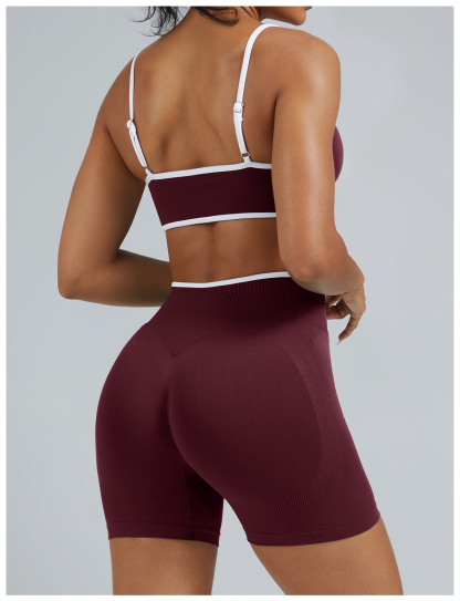 Vibecurve®Seamless Colorblock Skinny Peach Hip-Lifting Yoga Shorts