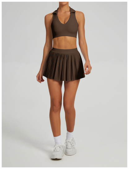 Vibecurve® Breathable Back Yoga Suit Short Skirt Tennis Suit