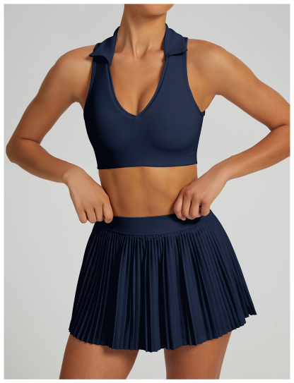 Vibecurve® Breathable Back Yoga Suit Short Skirt Tennis Suit