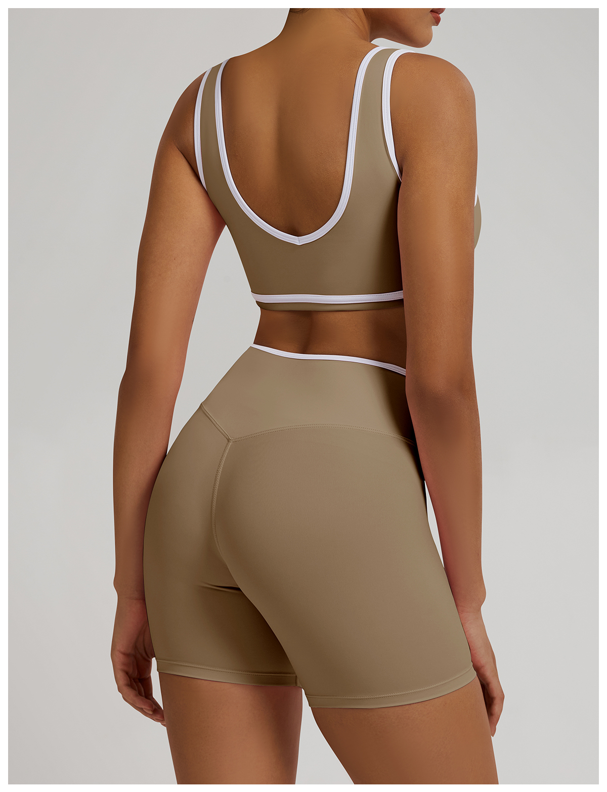 Vibecurve®Contrast Color Crossover High Waist Shorts