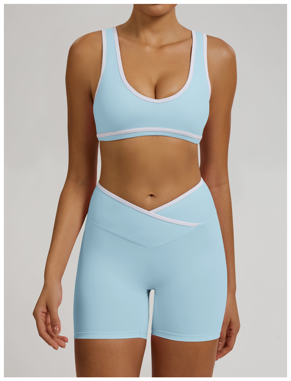 Vibecurve®Contrast Color Crossover High Waist Shorts