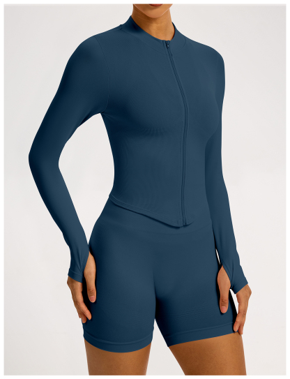 Vibecurve® Zipper Stand Collar Long Sleeve Yoga Jacket