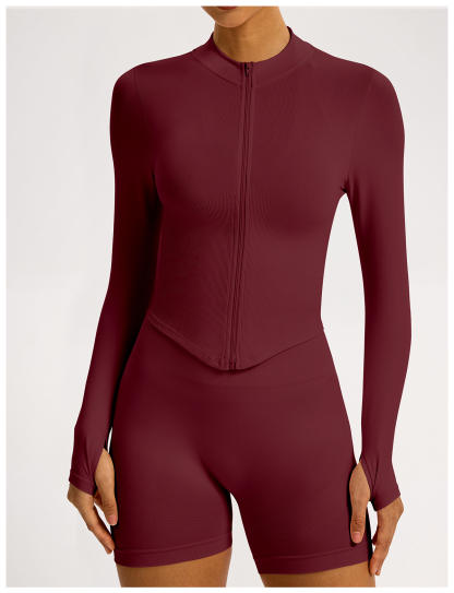 Vibecurve® Zipper Stand Collar Long Sleeve Yoga Jacket