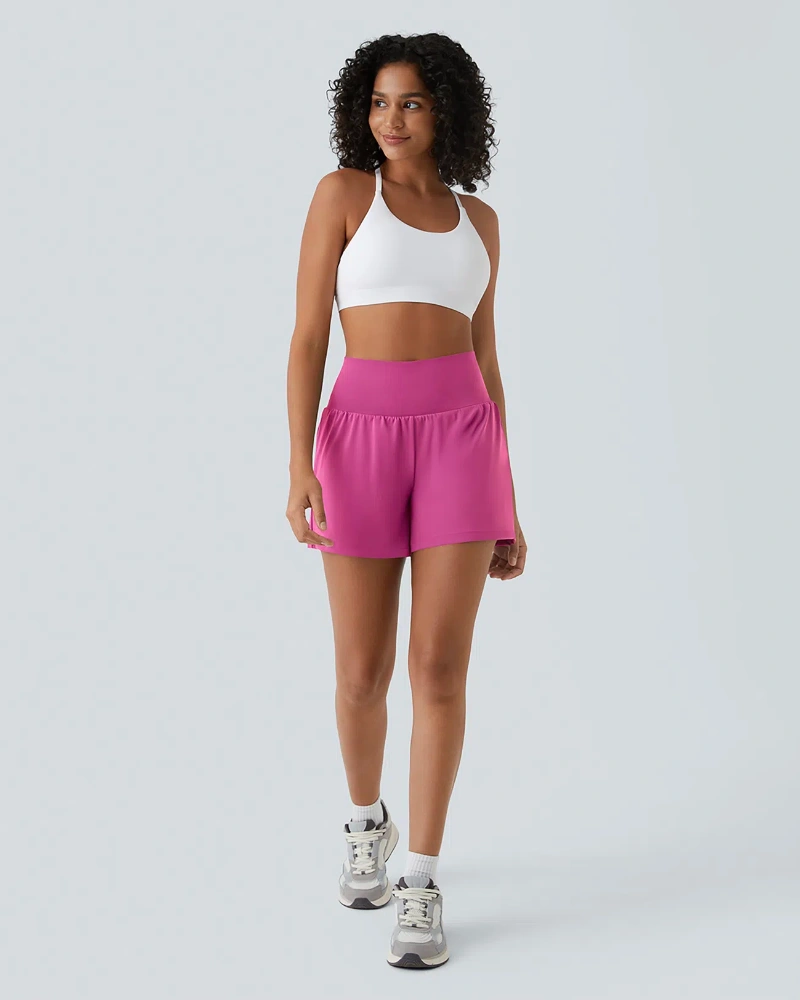 Vibecurve® Super High Waisted Back Pocket & Side Hidden Pocket 2-in-1 Yoga Shorts