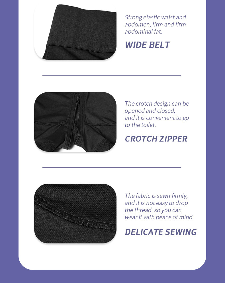 Vibecurve® Widened Waistband Body Shaping Zippered Crotch Hip Lifting Tummy Control Shorts