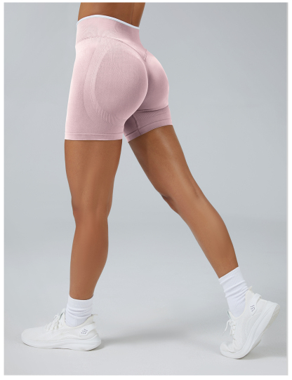 Vibecurve®Seamless Colorblock Skinny Peach Hip-Lifting Yoga Shorts