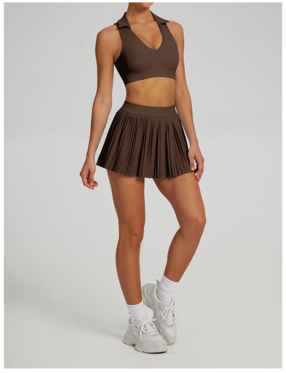 Vibecurve® Breathable Back Yoga Suit Short Skirt Tennis Suit