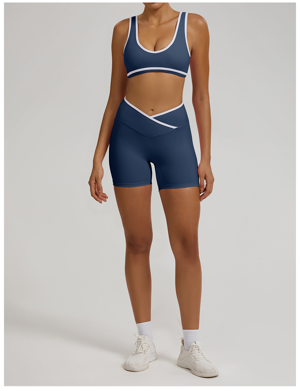 Vibecurve®Contrast Color Crossover High Waist Shorts