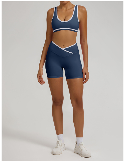 Vibecurve®Contrast Color Crossover High Waist Shorts