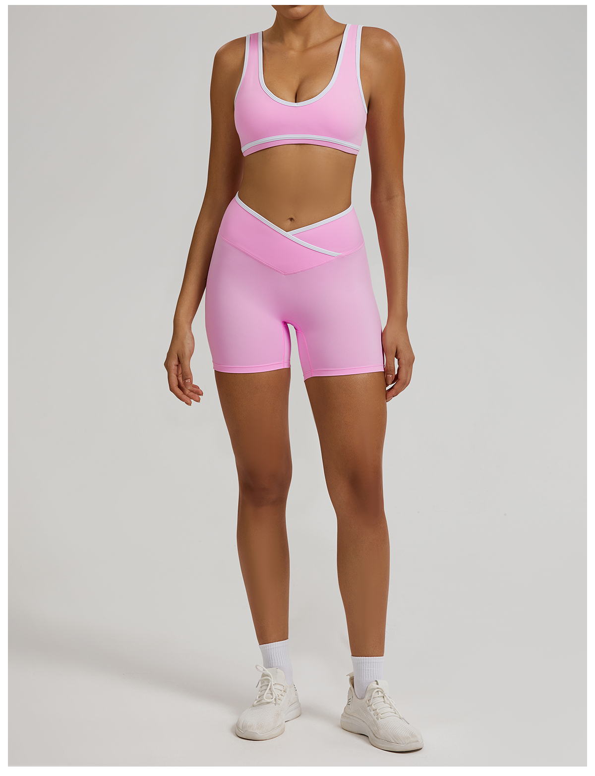 Vibecurve®Contrast Color Crossover High Waist Shorts