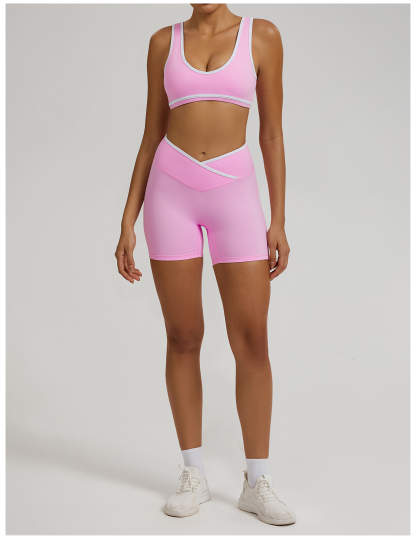 Vibecurve®Contrast Color Crossover High Waist Shorts