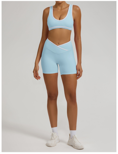 Vibecurve®Contrast Color Crossover High Waist Shorts