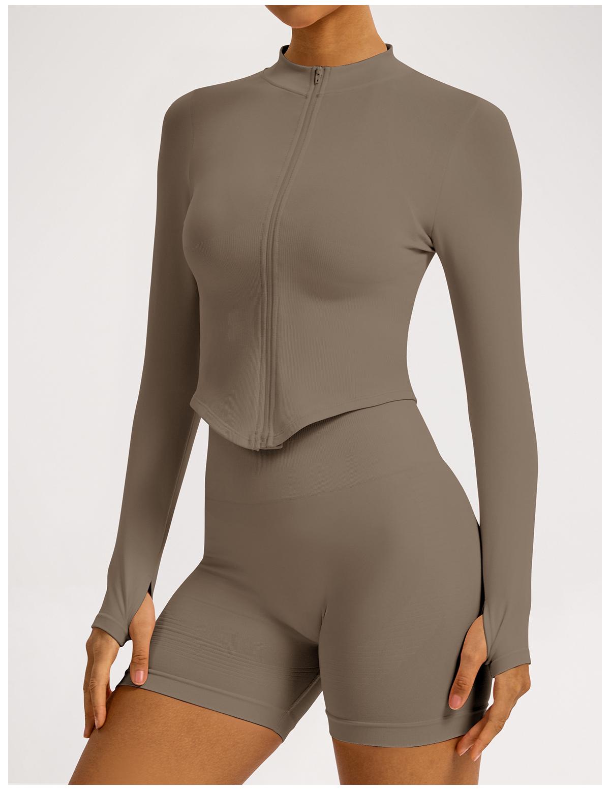 Vibecurve® Zipper Stand Collar Long Sleeve Yoga Jacket