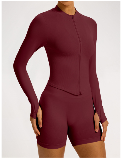 Vibecurve® Zipper Stand Collar Long Sleeve Yoga Jacket