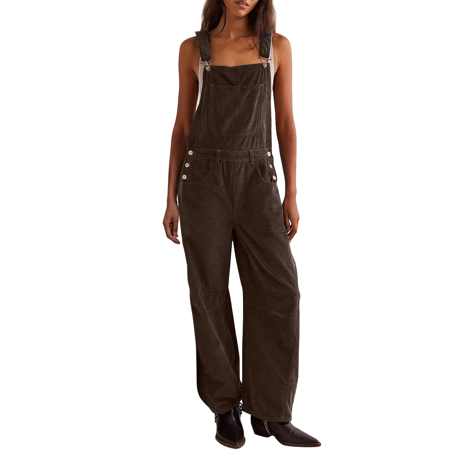 Vibecurve® Corduroy Overalls for Women Barrel Wide Leg Bib Corduroy Pants