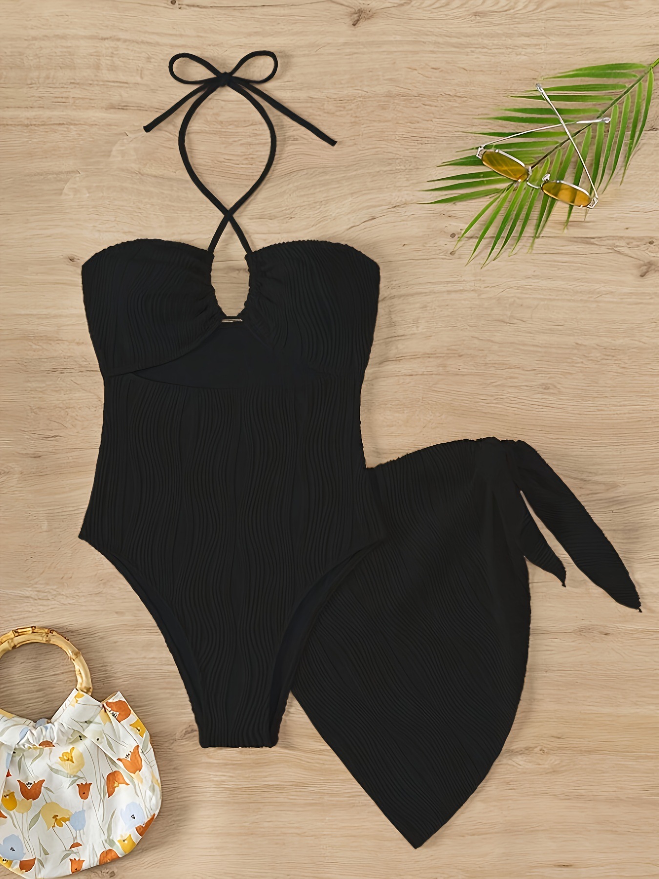 Vibecurve® Women's Solid Color Ribbed One-piece SwimsuitElegant Fashion Casual Swimwear 