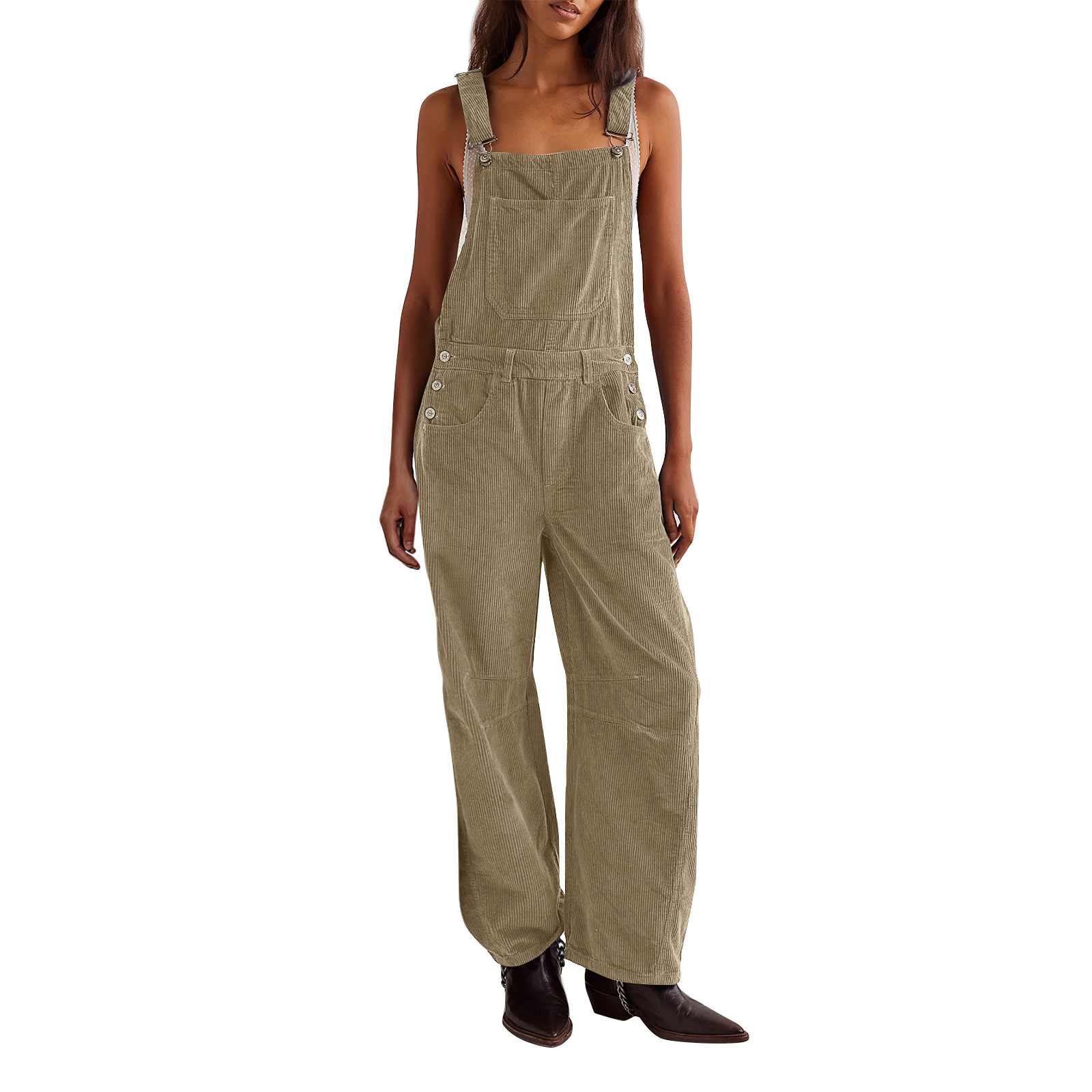 Vibecurve® Corduroy Overalls for Women Barrel Wide Leg Bib Corduroy Pants