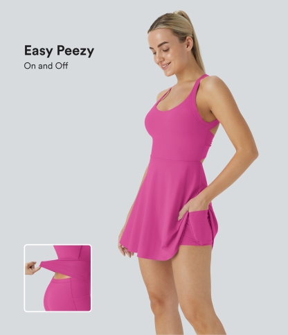 Vibecurve® Backless Twisted Flare Dance Active Dress